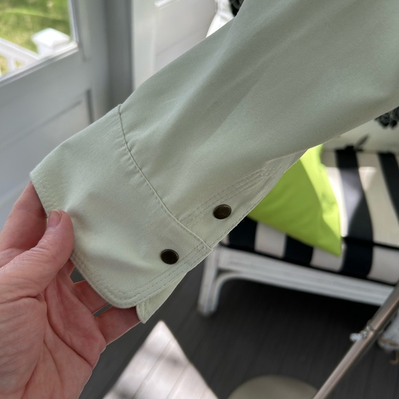 Talbots Apple Green Snap Button Up Blouse - Picture 3 of 6